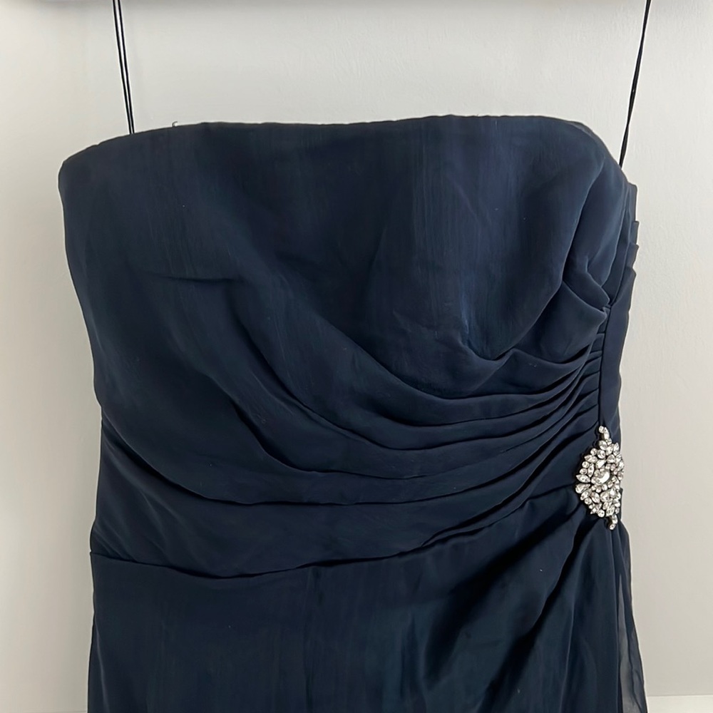Reem Acra Navy Blue, Jeweled Gown, Sz 8